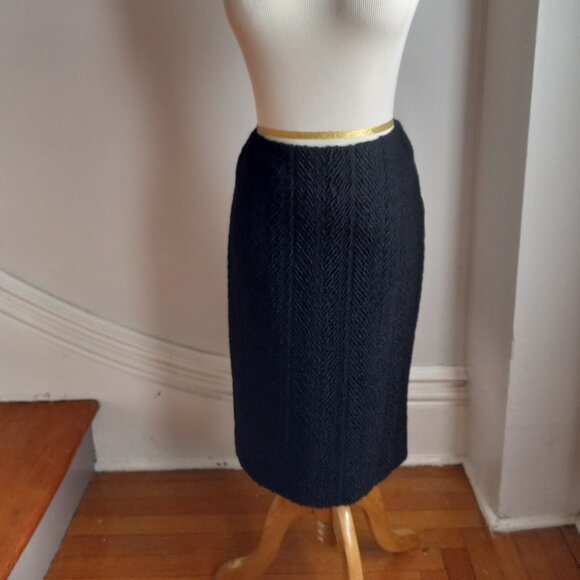 DOLCE & GABBANA BLACK WOOL FUR COLLAR SKIRT SUIT NWT IT 40 US 4 - Picture 3 of 16